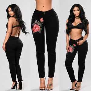max11 NEW FASHION Women&#039;s Girl Denim Skinny Ripped Pants High Waist Stretch Jeans Pencil Trousers