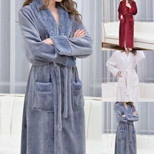 max11 NEW FASHION Womens Mens Dressing Gown Soft Warm Long Bath Robe House Coats Sleepwear